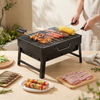 126 Folding Barbeque Charcoal Grill Oven (Black Carbon Steel)