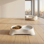 Dual Pet Food And Water Feeding Tray Double Bowl Feeder For Dogs Cats (1 Pc)