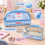 Printed Zipper Pouch With Top Handle For Makeup And Stationery (1 Pc 24x15 Cm)