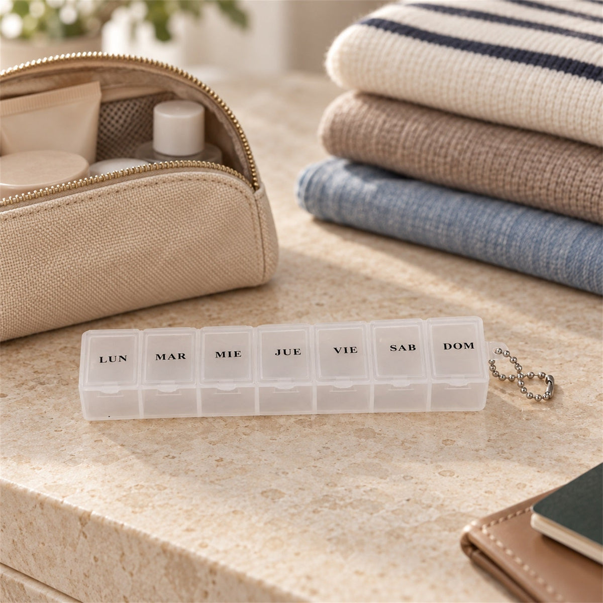 Medicine Pill Box With Clear Flip Lids For Weekly Travel Storage (7 Compartment)