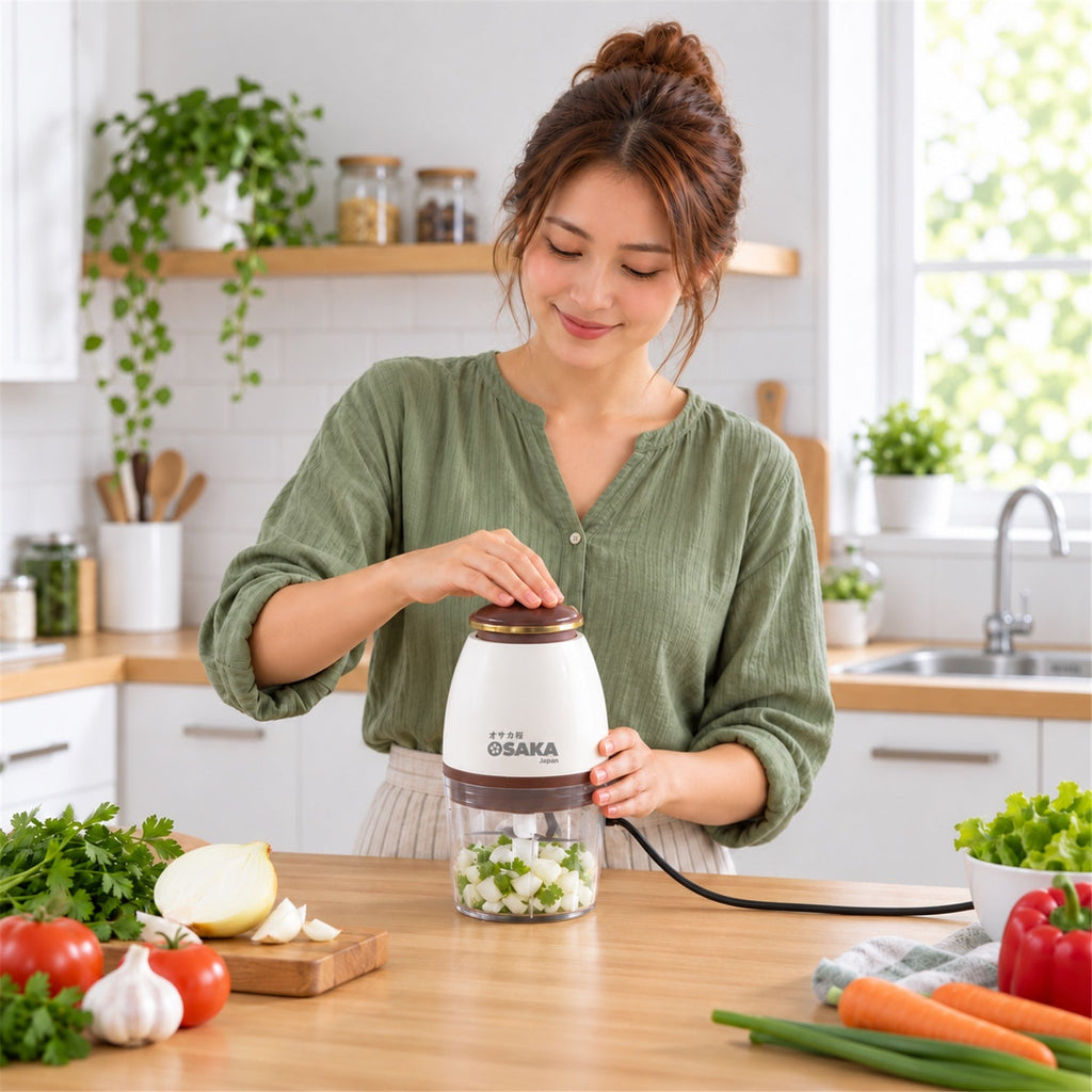 Electric Vegetable Chopper With Steel Blades For Kitchen Prep (700 Ml)