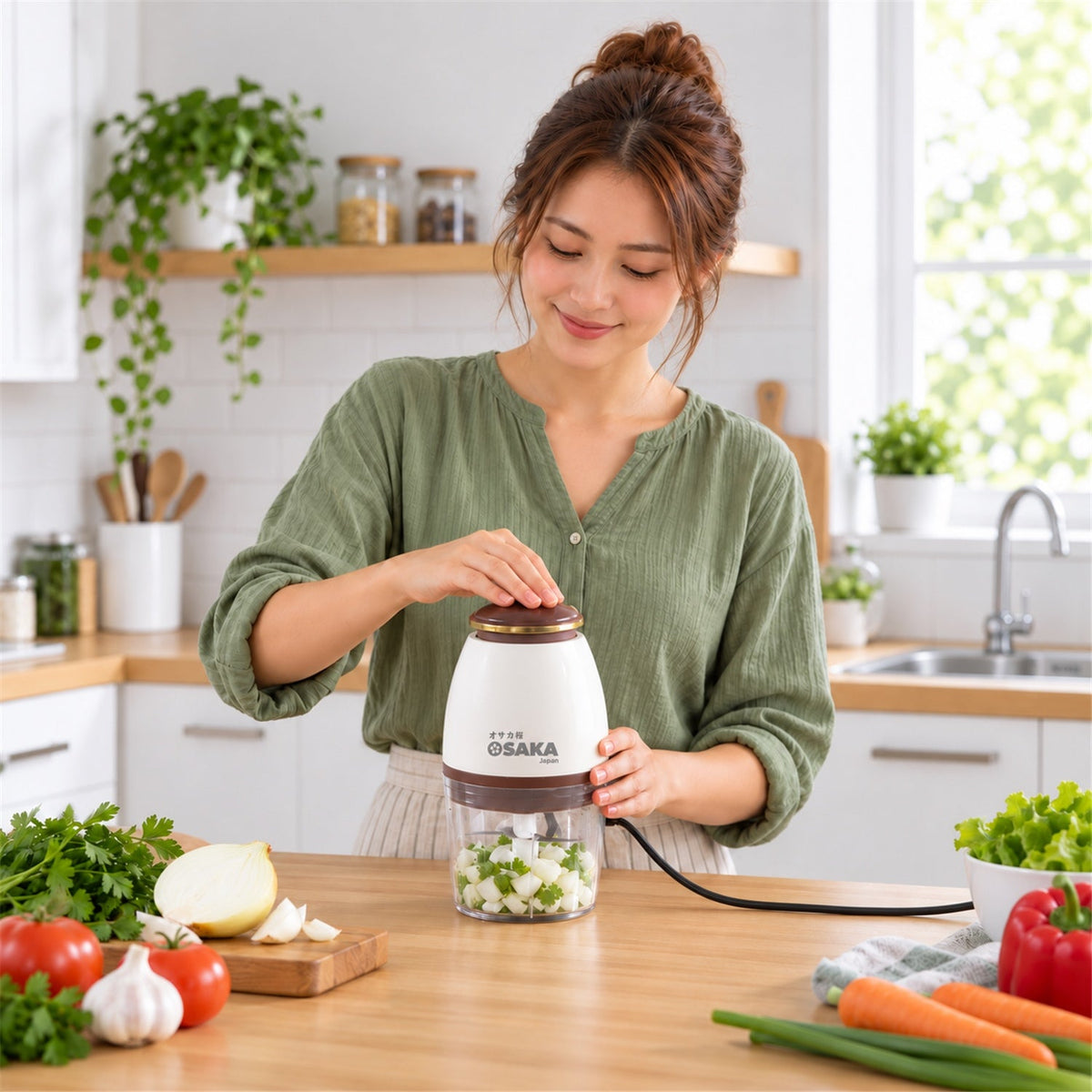 Electric Vegetable Chopper With Steel Blades For Kitchen Prep (700 Ml)