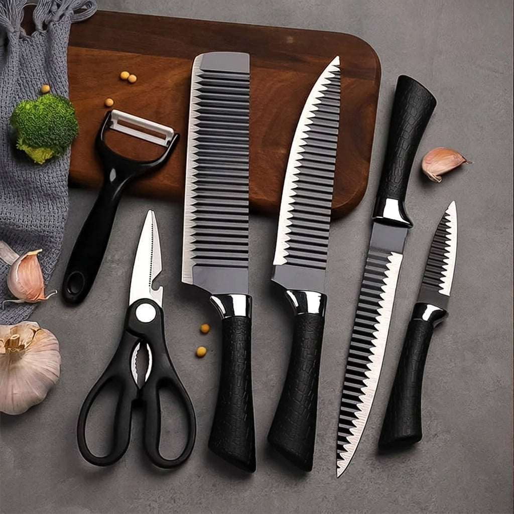 2285 Stainless Steel Knife Set With Chef Peeler And Scissor (6 Pieces)