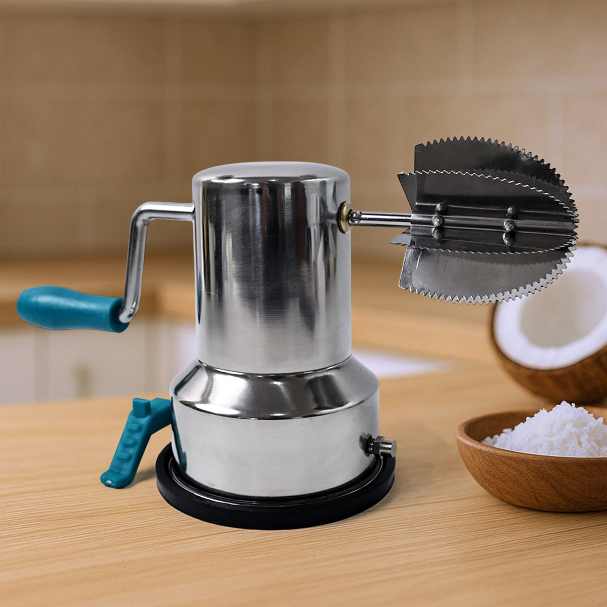 Supermom Stainless Steel Coconut Scraper With Vacuum Base (1 Pc)