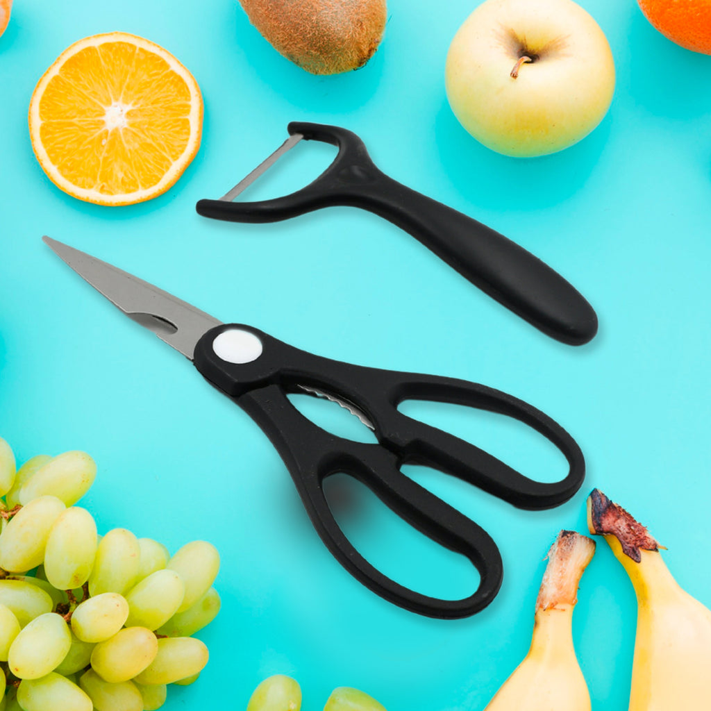5629 6 Pieces Professional Kitchen Knife Set Meat Knife Chefs Knife With Non-slip Handle For Home Kitchen And Restaurant With Chef Peeler And Scissor (Stainless Steel  6 Pcs Set)