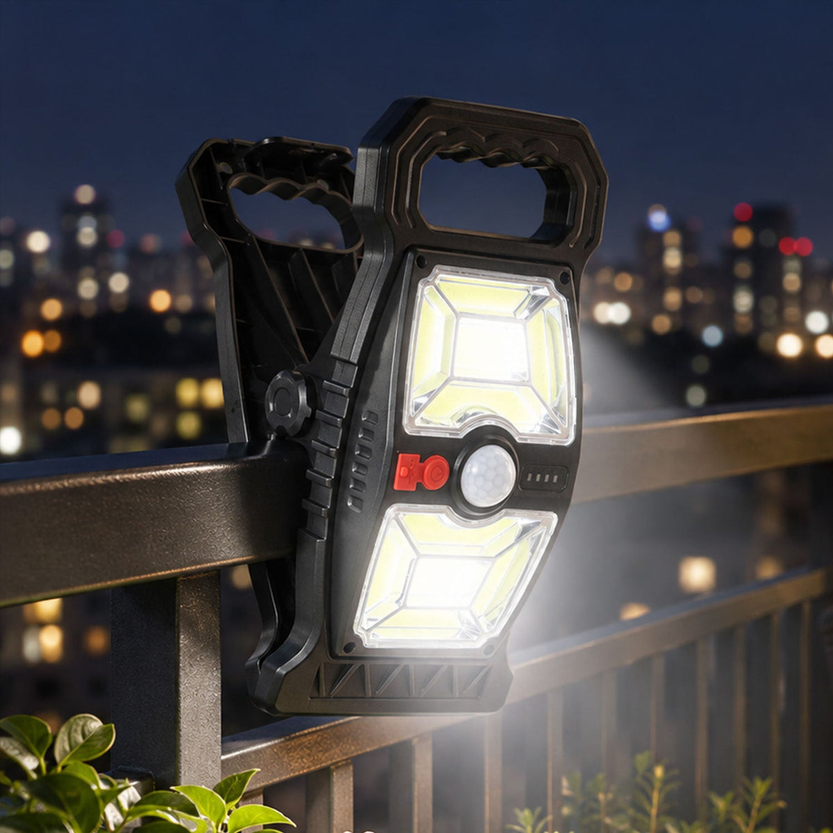 Solar Motion Sensor Cob Clip Light With Usb-c Charging And Handle (1 Pc)
