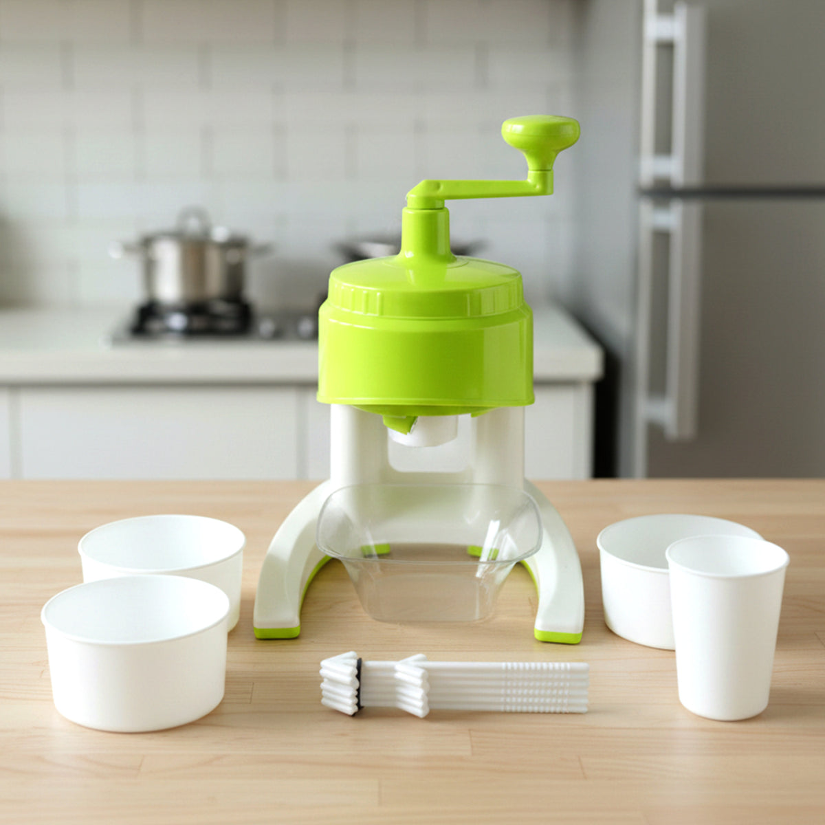 Manual Hand Crank Ice Crusher Snow Maker Machine (1 Set Mix Color)