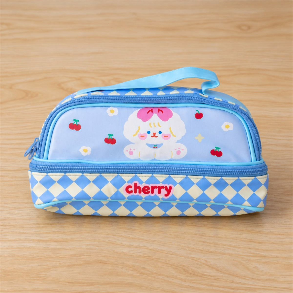 Printed Zipper Pouch With Top Handle For Makeup And Stationery (1 Pc 24x15 Cm)