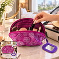 Floral Cosmetic Zipper Pouch With Attached Mirror For Travel Storage (20x11 Cm)