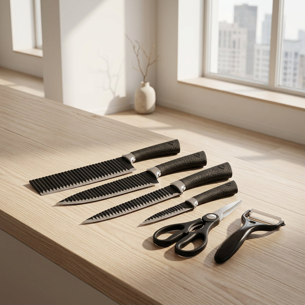 2285 Stainless Steel Knife Set With Chef Peeler And Scissor (6 Pieces)
